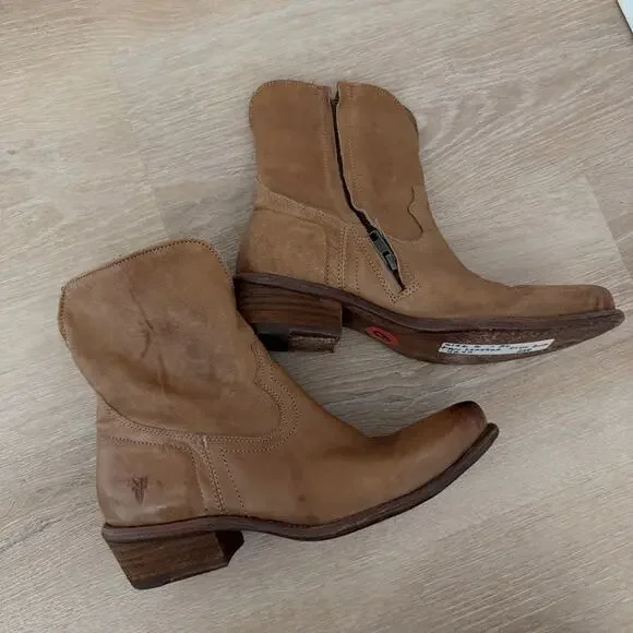 Women’s FRYE Leather Zip Up Western Booties Brown Size 6 - Picture 6 of 11